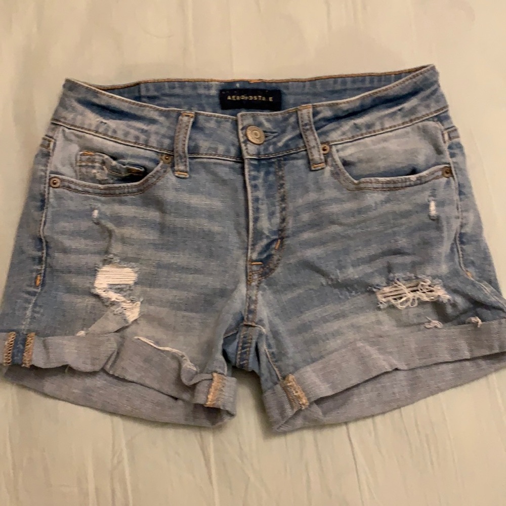 Light blue jean shorts